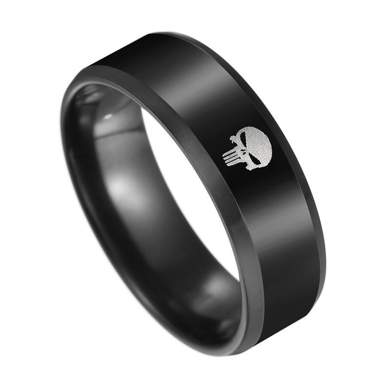 Titanium Stainless Steel Men's Skull Finger Ring Punk Jewelry