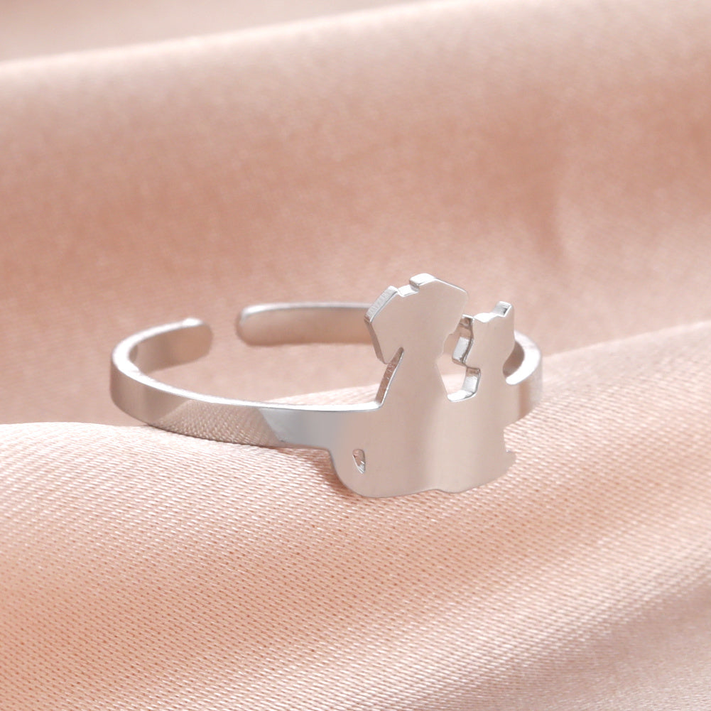 Animal Pet Dog Cat Ring Stainless Steel Adjustable Ring