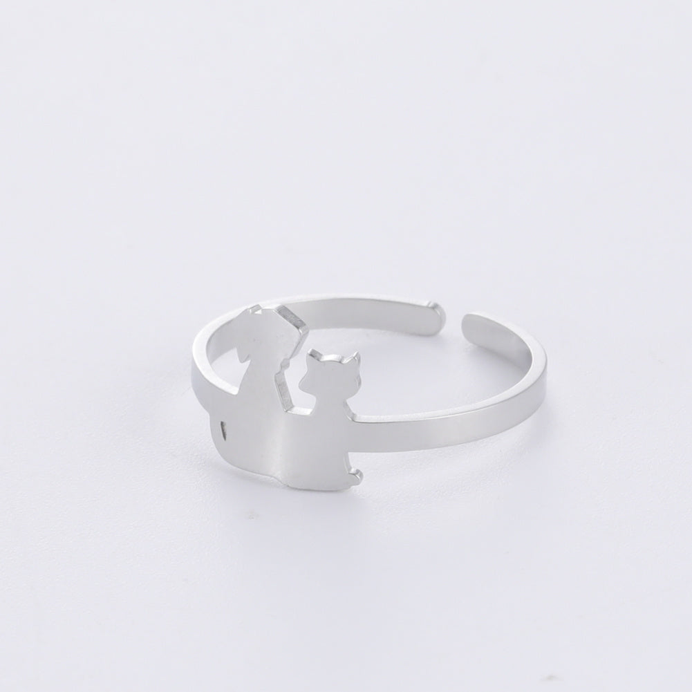 Animal Pet Dog Cat Ring Stainless Steel Adjustable Ring
