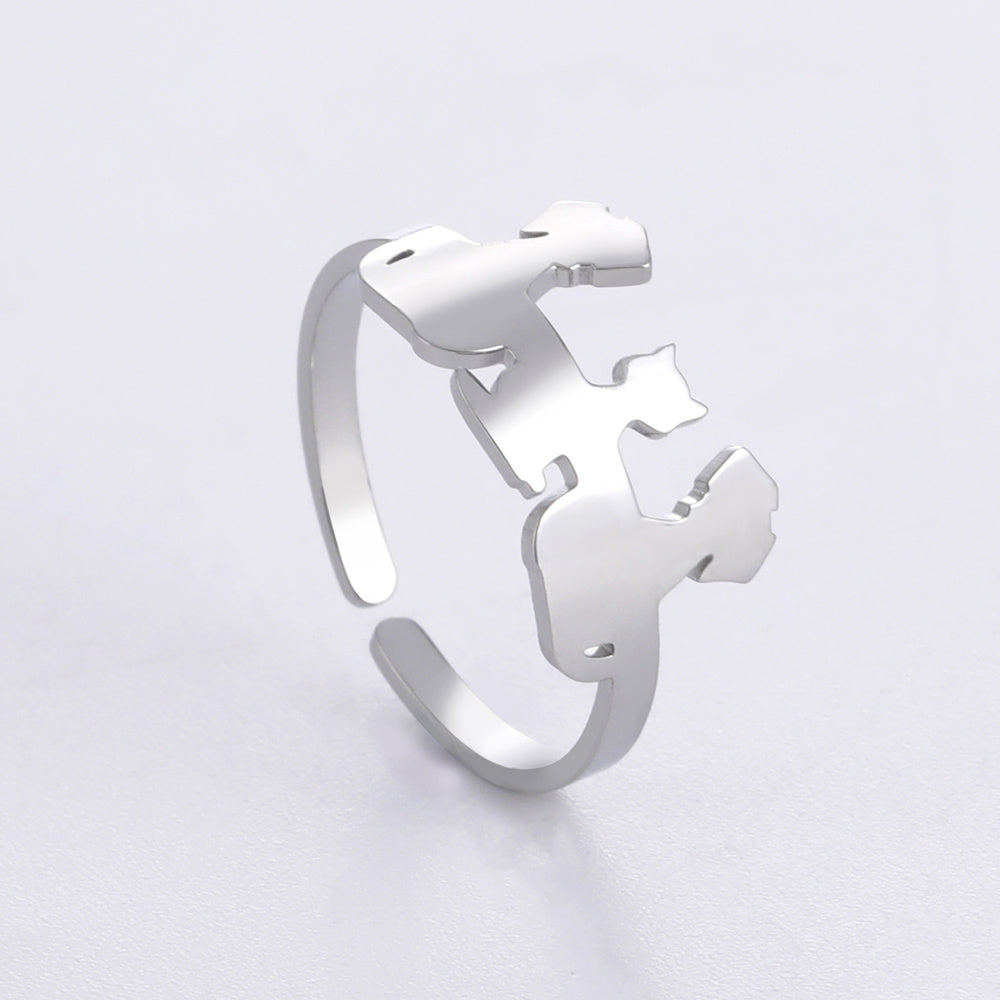 Animal Pet Dog Cat Ring Stainless Steel Adjustable Ring