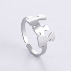 Animal Pet Dog Cat Ring Stainless Steel Adjustable Ring