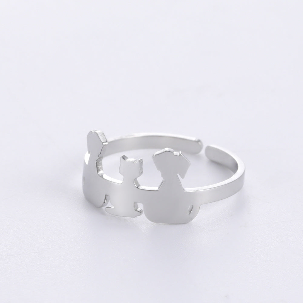 Animal Pet Dog Cat Ring Stainless Steel Adjustable Ring