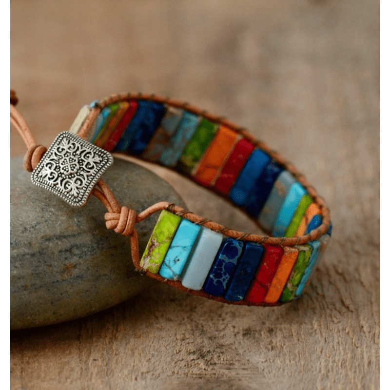 Colorful Stone Braided Bracelet Adjustable Rope Hand Bracelet Energy Healing