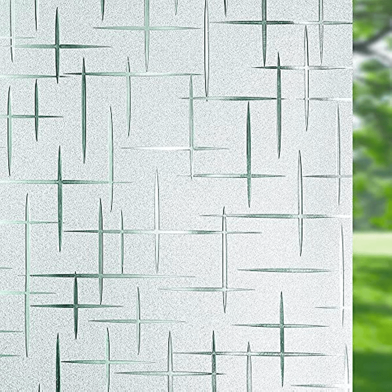 Cross Pattern Frosted Window Film for Home and Office UV Protection