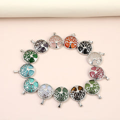 Round Natural Stone Tree Of Life Pendant for Jewelry Making
