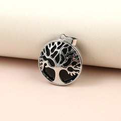 Round Natural Stone Tree Of Life Pendant for Jewelry Making