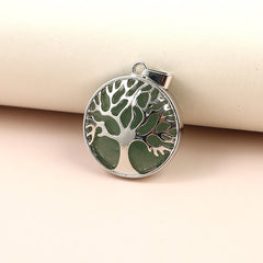 Round Natural Stone Tree Of Life Pendant for Jewelry Making