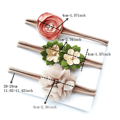 3pcs Flower Elastic Headband Set for Kids - Faux Pearl Rhinestone Head Hoop