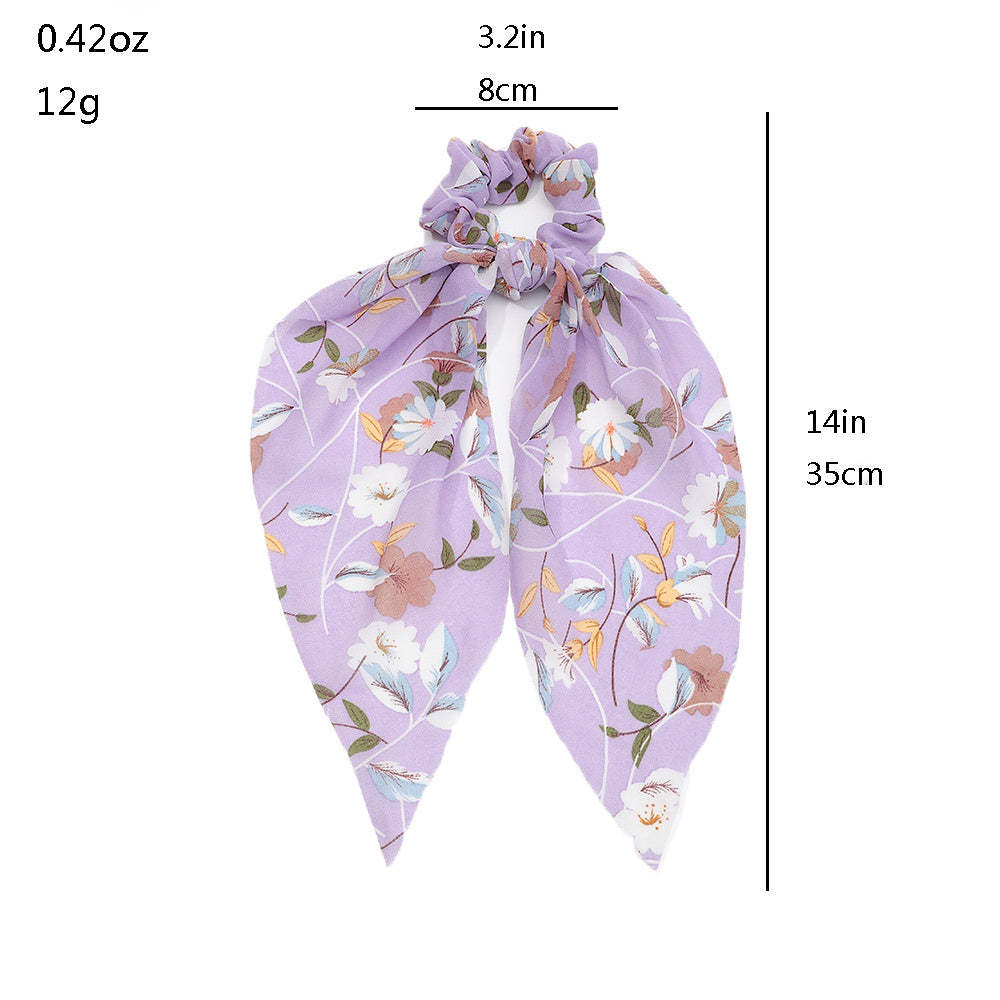 Floral Bowknot Hair Scarf Scrunchies Hair Bands - Hair Elastic