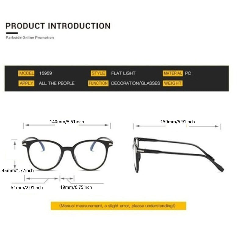 Classic Transparent Oval Proof Computer Glasses with Glasses Bag