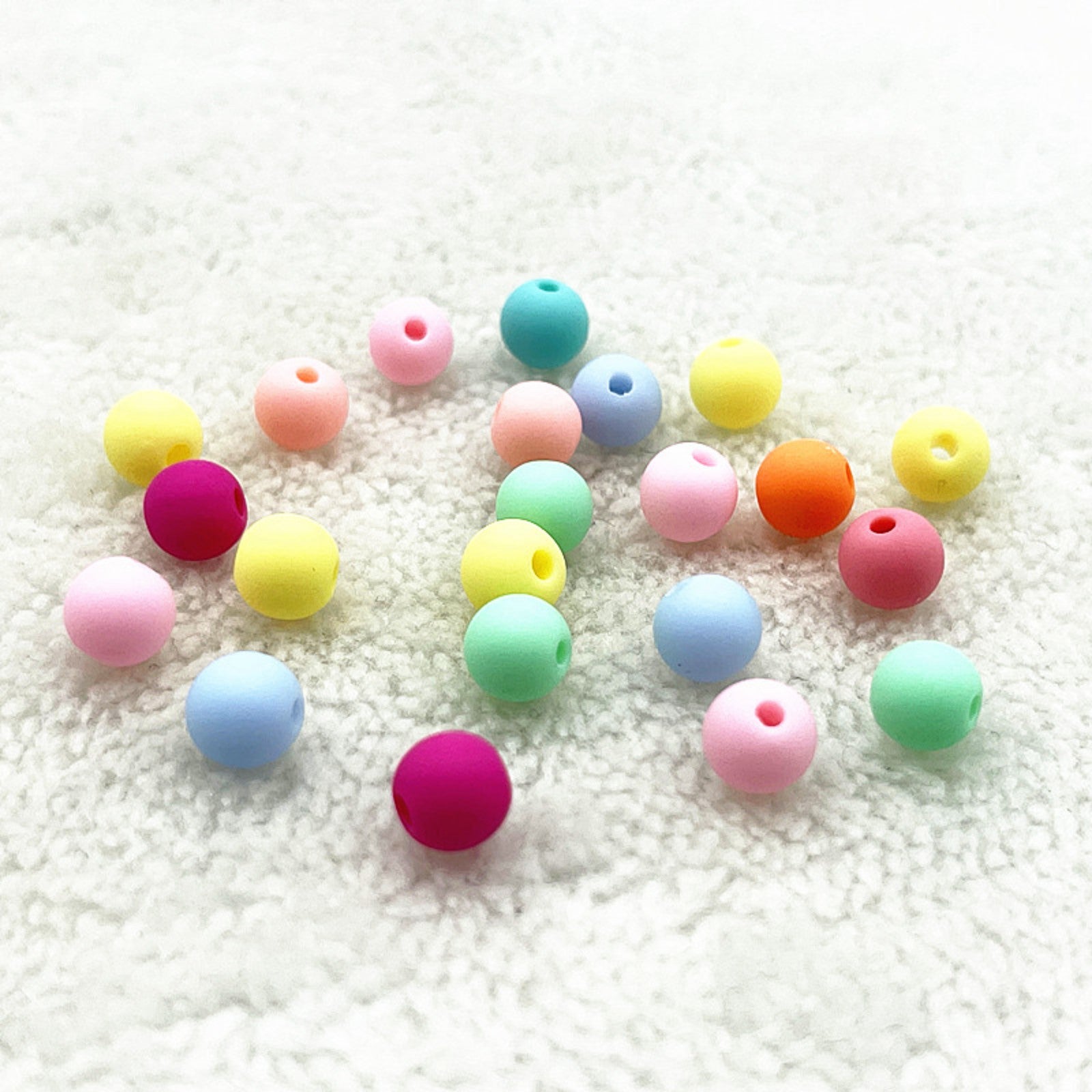 8mm 10mm Round Acrylic Matte Beads - Jewelry Making DIY Bracelet Spacer Beads
