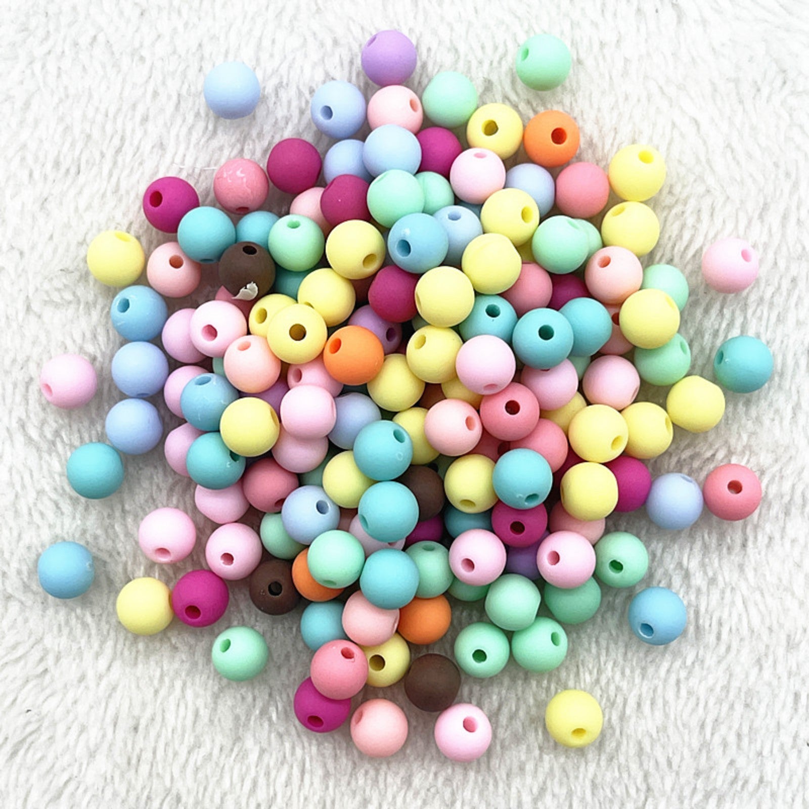 8mm 10mm Round Acrylic Matte Beads - Jewelry Making DIY Bracelet Spacer Beads