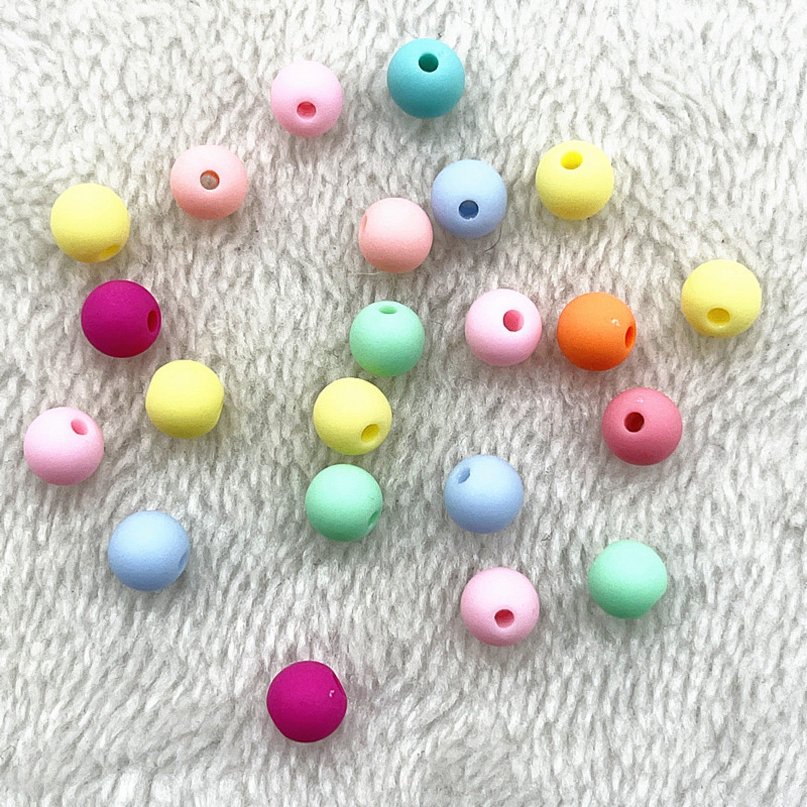8mm 10mm Round Acrylic Matte Beads - Jewelry Making DIY Bracelet Spacer Beads