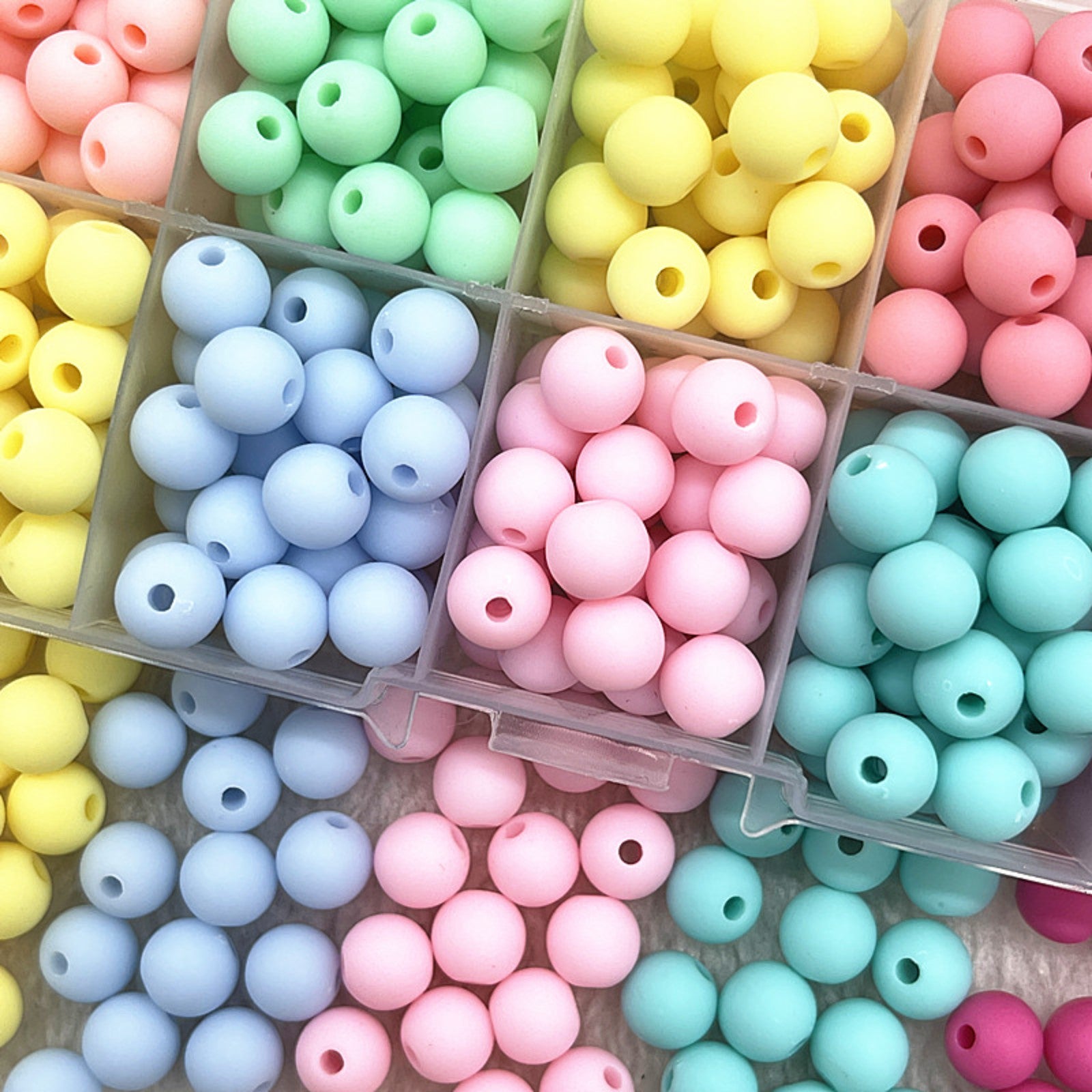 8mm 10mm Round Acrylic Matte Beads - Jewelry Making DIY Bracelet Spacer Beads