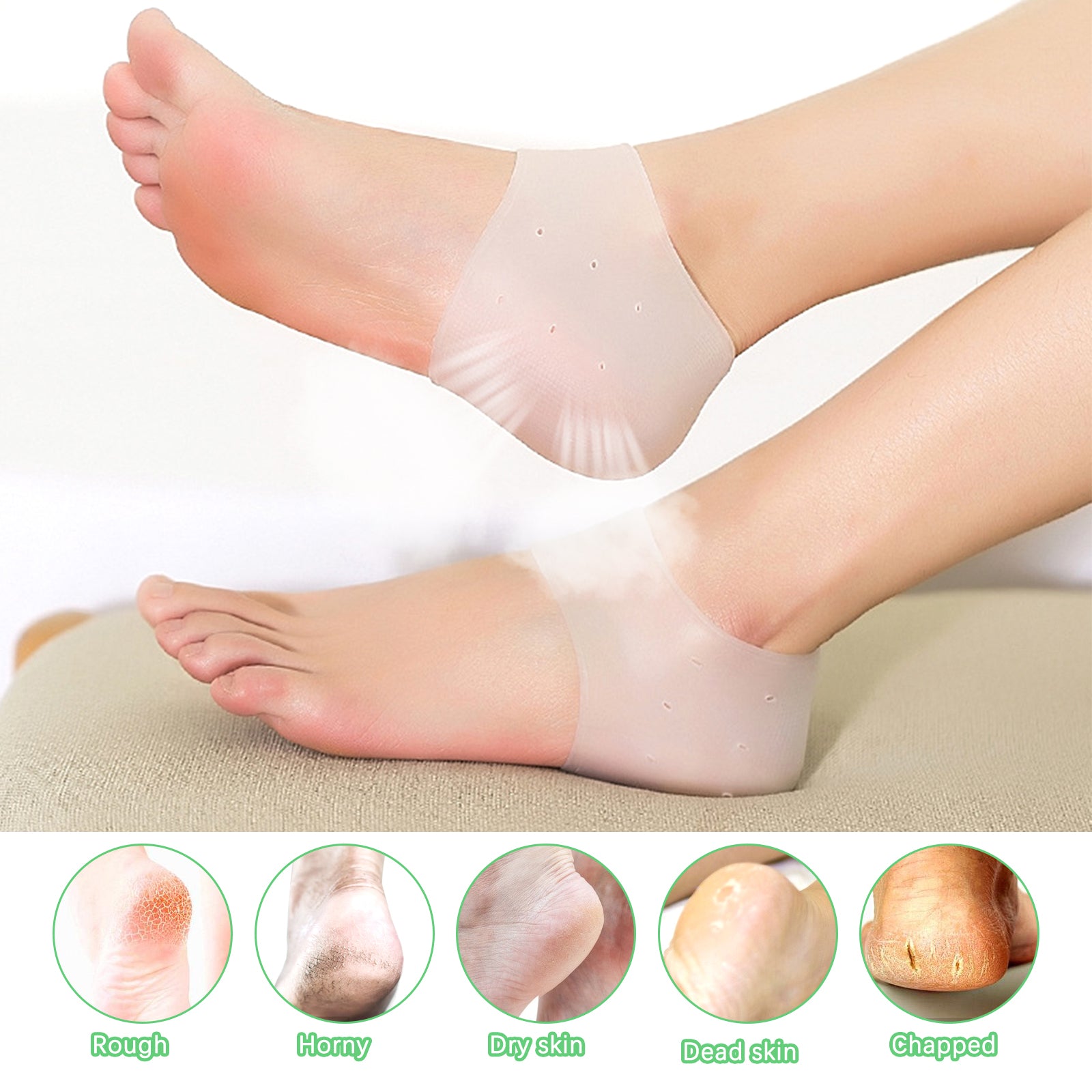 Silicone Heel Pads Gel Heel Protection Plantar Fasciitis Inserts Cups