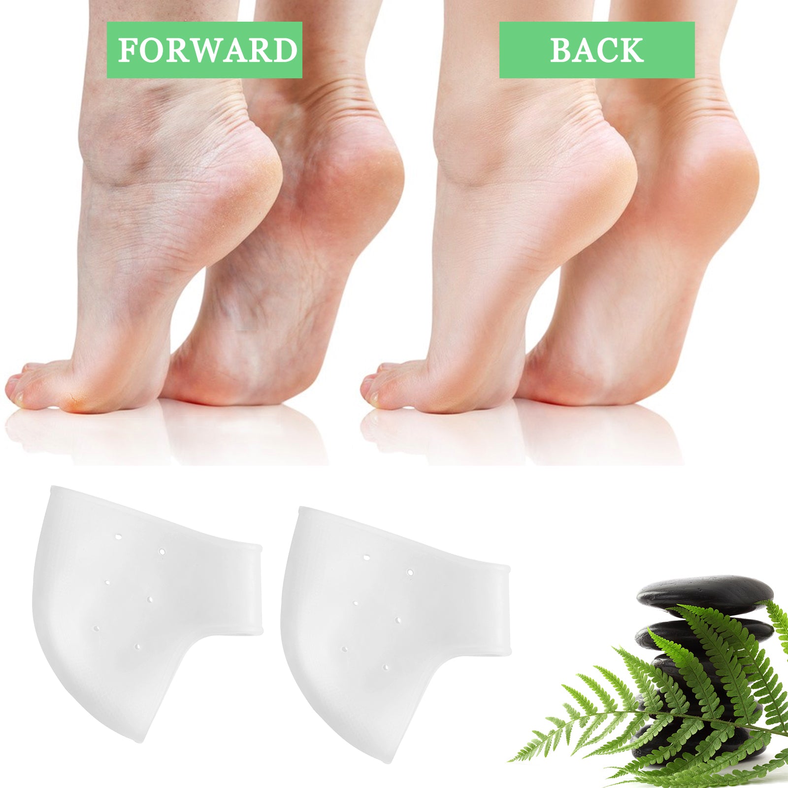 Silicone Heel Pads Gel Heel Protection Plantar Fasciitis Inserts Cups