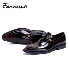 FARVARWO Men's Leather Monk Strap Dress Shoes