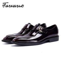 FARVARWO Men's Leather Monk Strap Dress Shoes