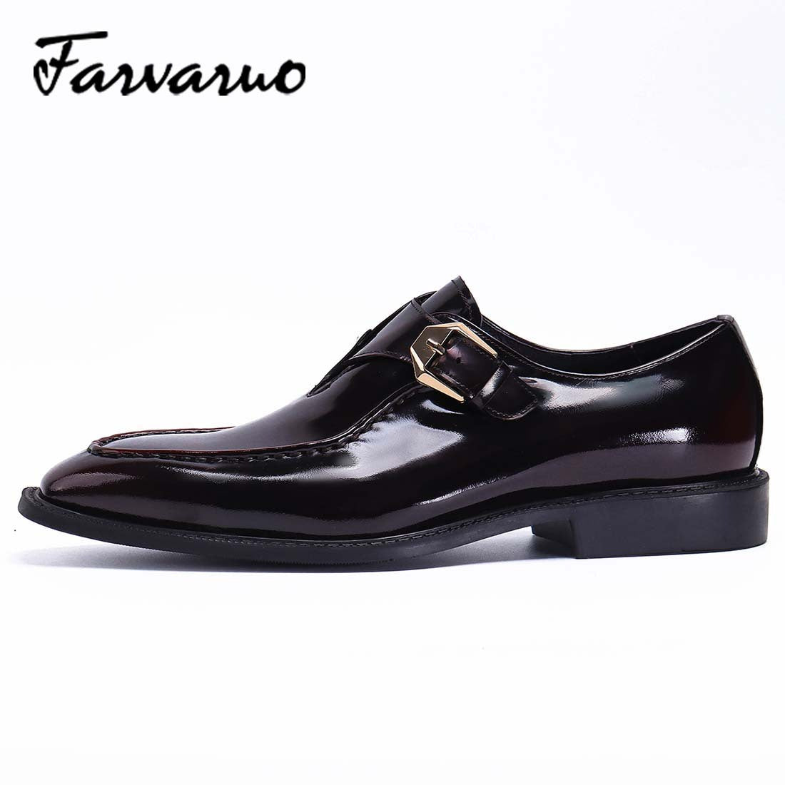 FARVARWO Men's Leather Monk Strap Dress Shoes