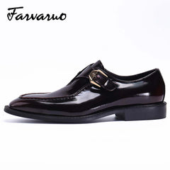 FARVARWO Men's Leather Monk Strap Dress Shoes