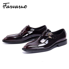 FARVARWO Men's Leather Monk Strap Dress Shoes