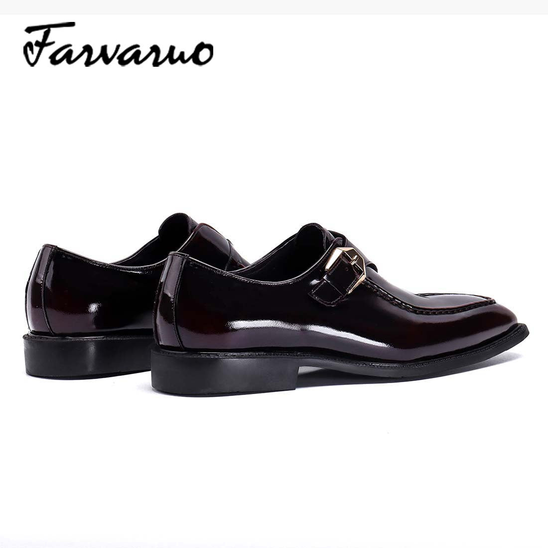 FARVARWO Men's Leather Monk Strap Dress Shoes