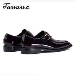 FARVARWO Men's Leather Monk Strap Dress Shoes