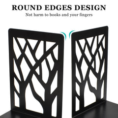 2 Pcs Metal Bookends Tree Design for Home Office School Library