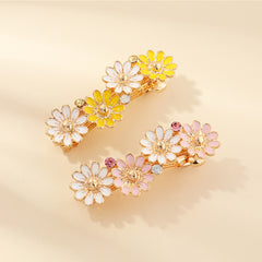 2pcs Daisy Hair Clip Crystal Flower French Hair Barrettes
