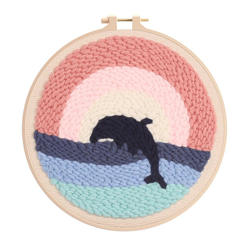 Whales Punch Needle Starter Kit with Embroidery Pen & 20 Hoop