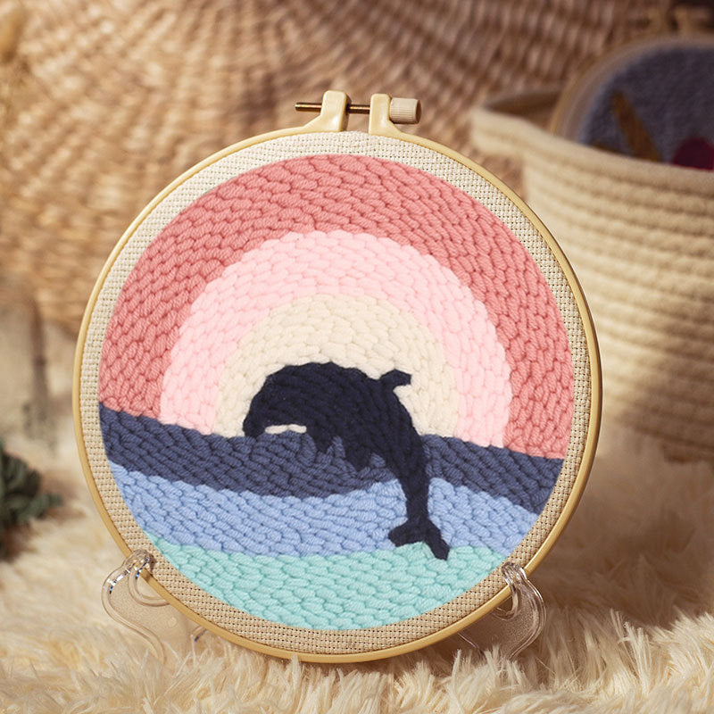 Whales Punch Needle Starter Kit with Embroidery Pen & 20 Hoop