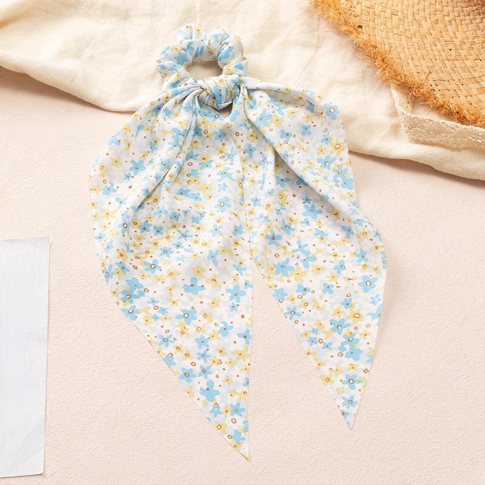 Daisy Flower Hair Scarf Scrunchy Ponytail Holder