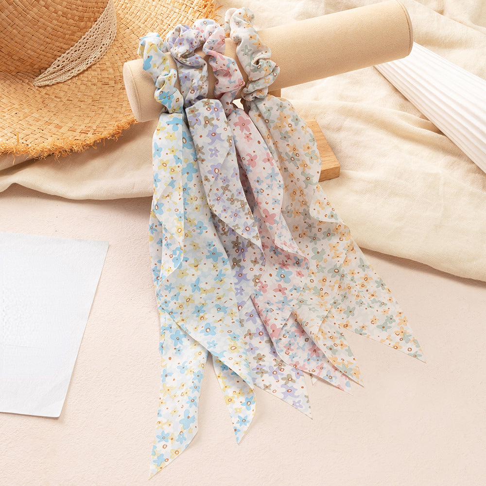 Daisy Flower Hair Scarf Scrunchy Ponytail Holder