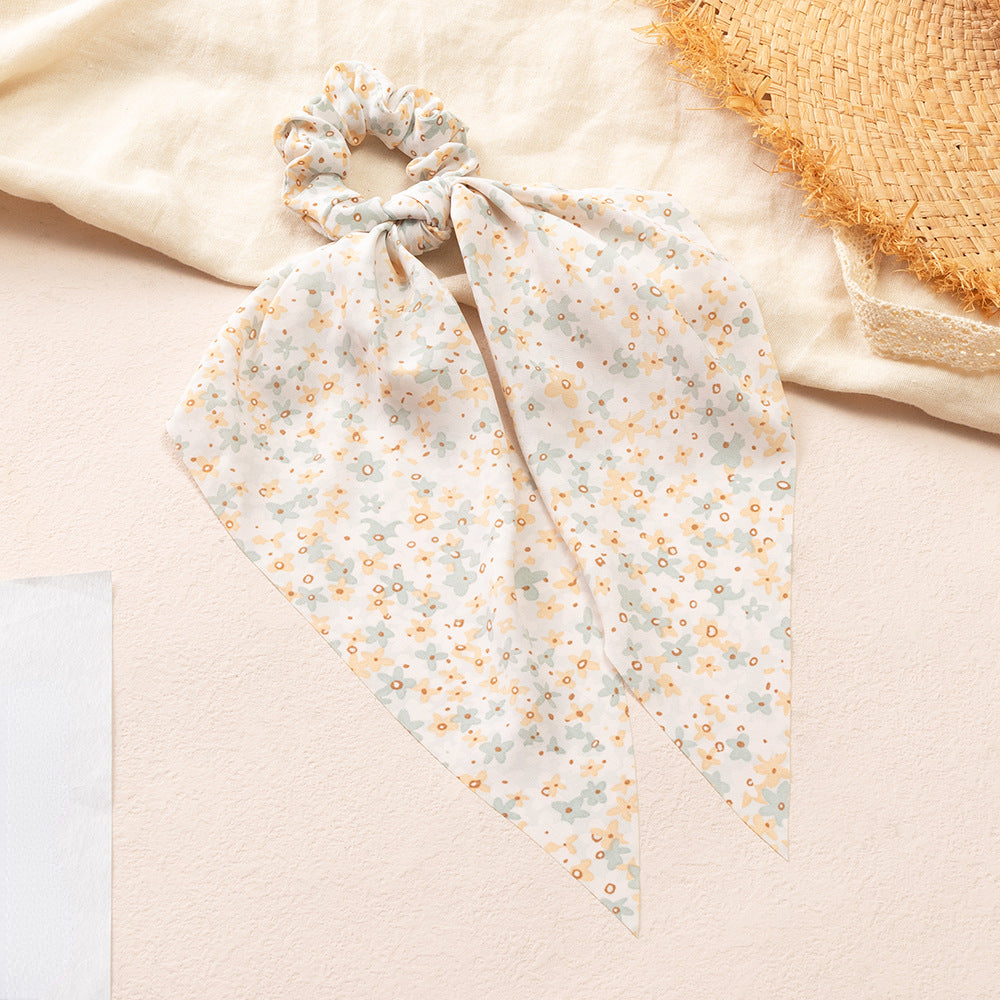 Daisy Flower Hair Scarf Scrunchy Ponytail Holder