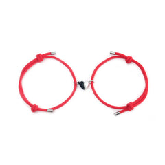 Heart Pendant Braided Bracelet Couples Matching 2 Pcs Gift