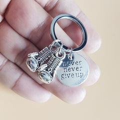 Inspirational Keychain Never Give Up Boxing Gloves Key Chain