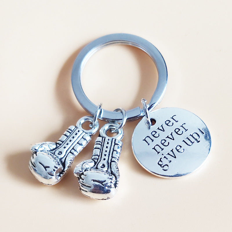 Inspirational Keychain Never Give Up Boxing Gloves Key Chain