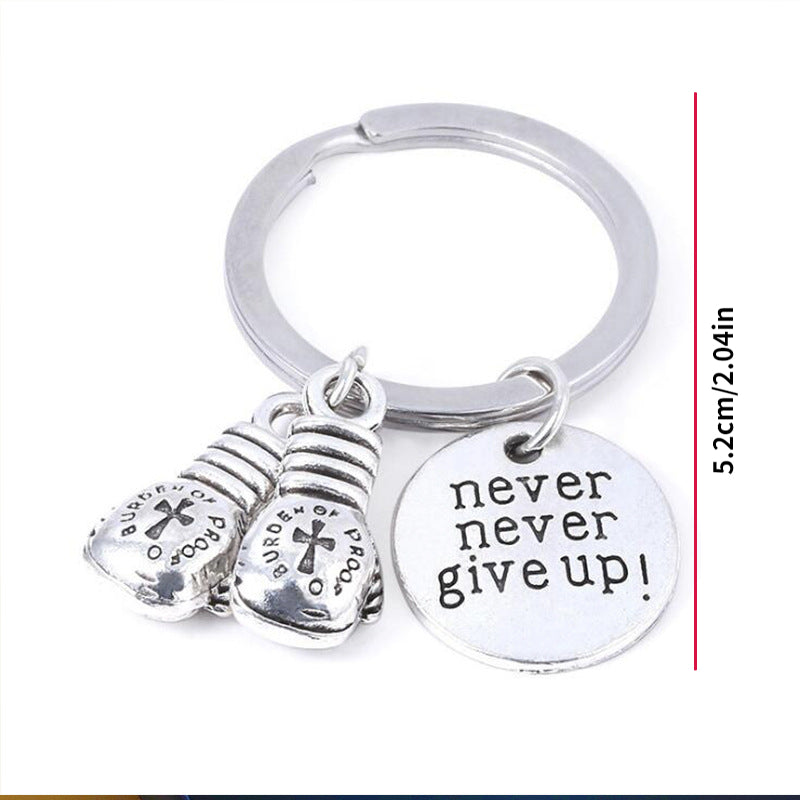 Inspirational Keychain Never Give Up Boxing Gloves Key Chain