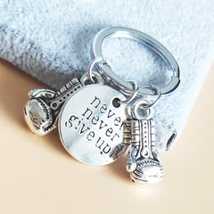Inspirational Keychain Never Give Up Boxing Gloves Key Chain