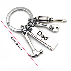 Stainless Steel Dad Hammer Screwdriver Keychain