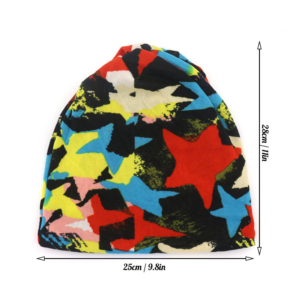 Men's Baggy Soft Slouchy Beanie Hat Stars Pattern Stretch Knitted Hat