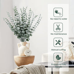 12pcs Realistic Artificial Eucalyptus Leaves for Home Office Weddings