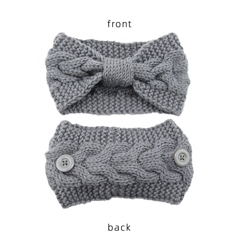 Winter Warm Headband With Button For Women Girls