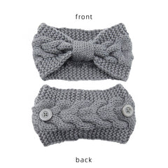 Winter Warm Headband With Button For Women Girls