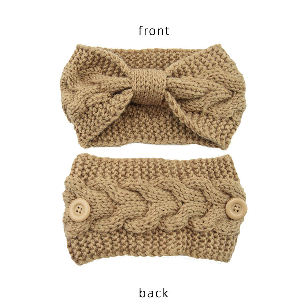 Winter Warm Headband With Button For Women Girls