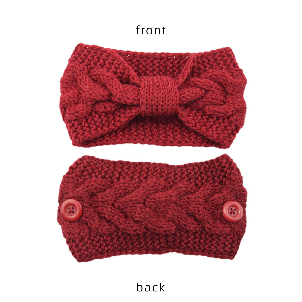 Winter Warm Headband With Button For Women Girls