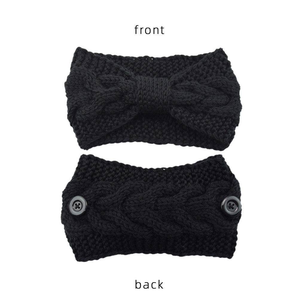 Winter Warm Headband With Button For Women Girls