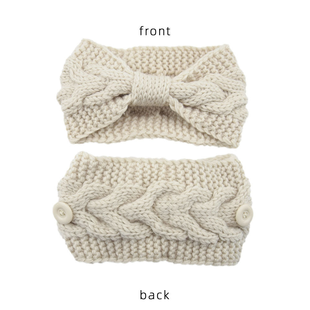 Winter Warm Headband With Button For Women Girls