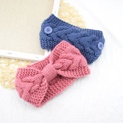 Winter Warm Headband With Button For Women Girls