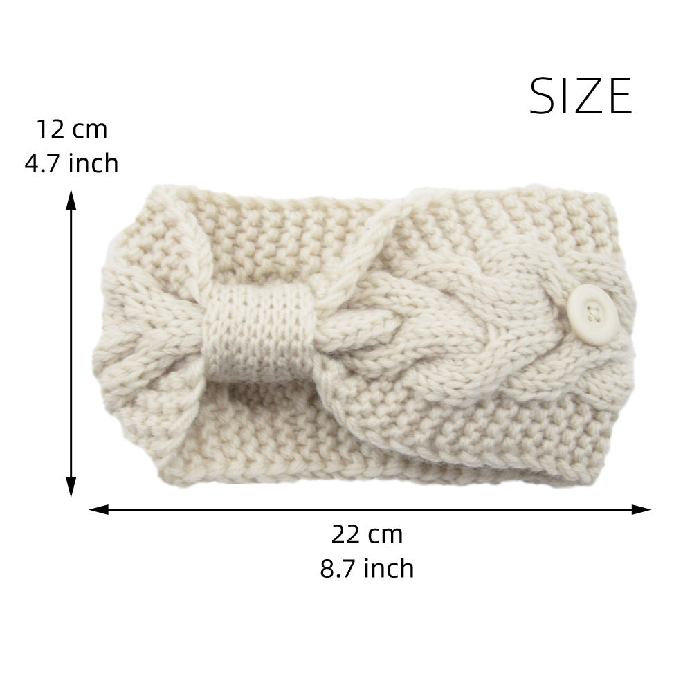 Winter Warm Headband With Button For Women Girls